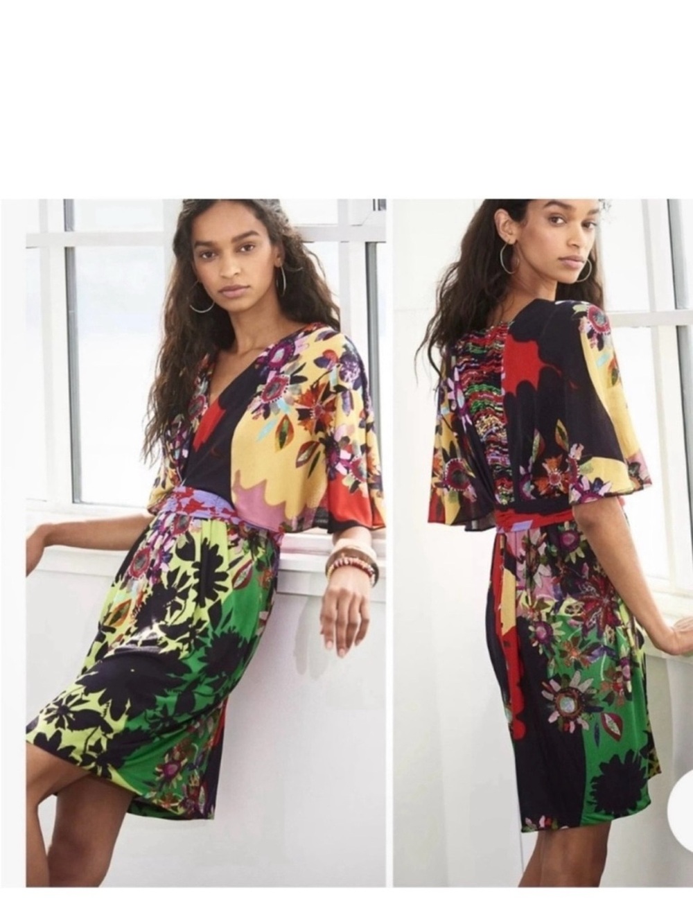 Anthropologie x RANNA GILL dress Sabatina floral Colorful flutter sleeves medium